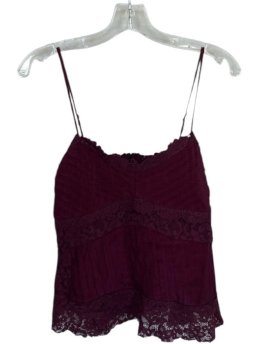 Farm Rio Size S Maroon Viscose Blend Spaghetti Strap Lace Detail Top Maroon / S