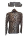 Ganni Size 34/XS Brown & Black Polyester Mock Neck Animal Print Long Sleeve Top Brown & Black / 34/XS