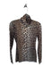 Ganni Size 34/XS Brown & Black Polyester Mock Neck Animal Print Long Sleeve Top Brown & Black / 34/XS