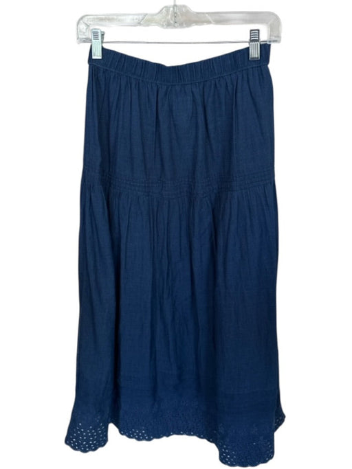 Gap x Doen Size XS Navy Cotton Elastic Waist Eyelet Trim Maxi Skirt Navy / XS