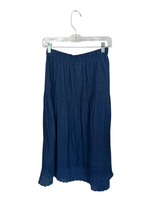 Gap x Doen Size XS Navy Cotton Elastic Waist Eyelet Trim Maxi Skirt Navy / XS