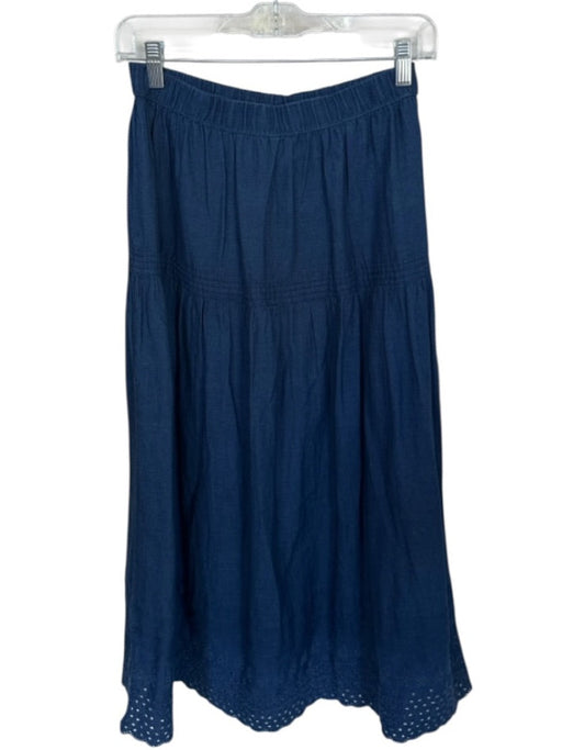 Gap x Doen Size XS Navy Cotton Elastic Waist Eyelet Trim Maxi Skirt Navy / XS