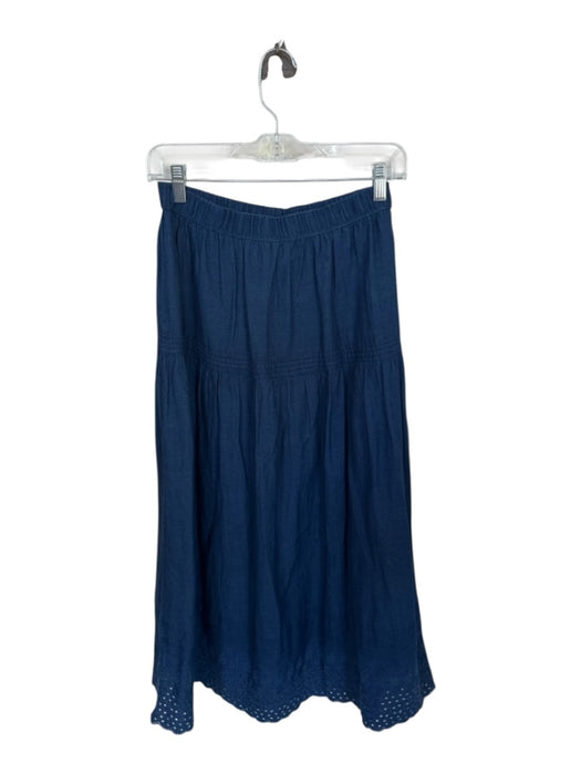 Gap x Doen Size XS Navy Cotton Elastic Waist Eyelet Trim Maxi Skirt Navy / XS