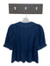 Gap x Doen Size XS Navy Cotton Short Balloon Sleeve Lace Trim Button Down Top Navy / XS