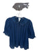 Gap x Doen Size XS Navy Cotton Short Balloon Sleeve Lace Trim Button Down Top Navy / XS