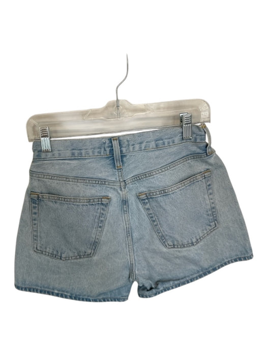 Agolde Size 26 Light Wash Cotton Denim Button Fly Distressed Hem Pockets Shorts Light Wash / 26