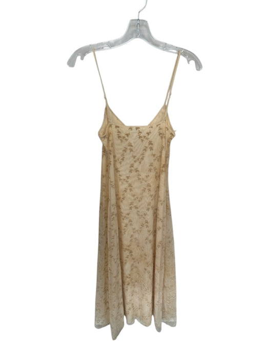 Zara Size S Cream Polyester Blend Leaves Spaghetti Strap Velvet Detail Dress Cream / S