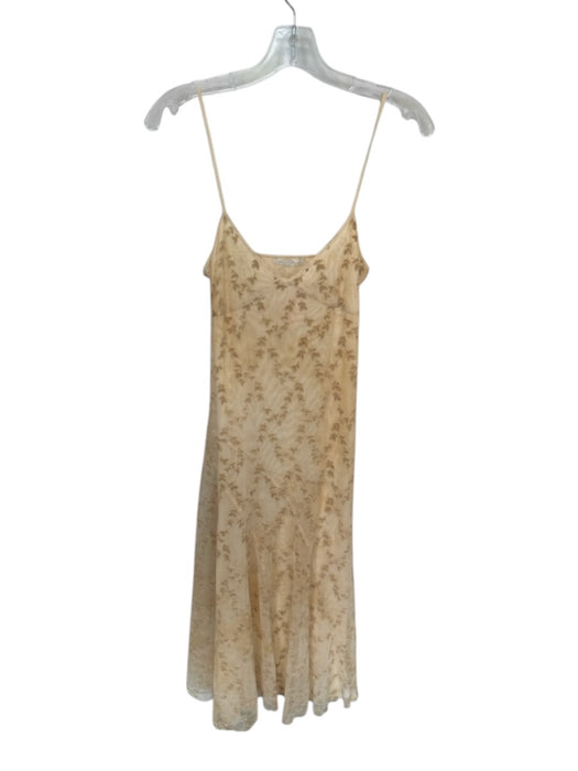 Zara Size S Cream Polyester Blend Leaves Spaghetti Strap Velvet Detail Dress Cream / S
