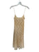 Zara Size S Cream Polyester Blend Leaves Spaghetti Strap Velvet Detail Dress Cream / S