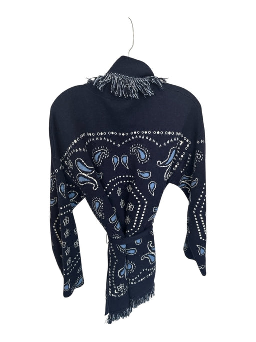 Gap Size XS/S Navy & Light Blue Cotton Blend Paisley Fringe Detail Jacket Navy & Light Blue / XS/S