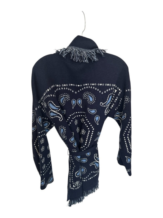 Gap Size XS/S Navy & Light Blue Cotton Blend Paisley Fringe Detail Jacket Navy & Light Blue / XS/S