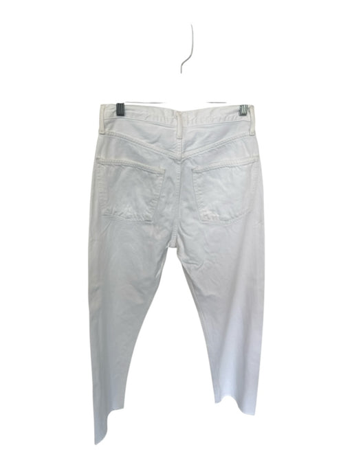 Agolde Size 25 White Cotton Denim Pockets Button Fly Wide Leg Pants White / 25