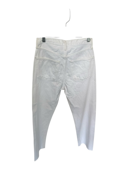 Agolde Size 25 White Cotton Denim Pockets Button Fly Wide Leg Pants White / 25