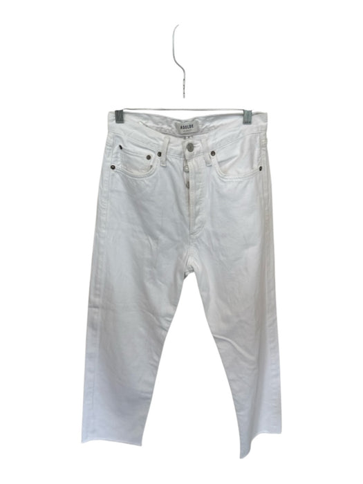 Agolde Size 25 White Cotton Denim Pockets Button Fly Wide Leg Pants White / 25