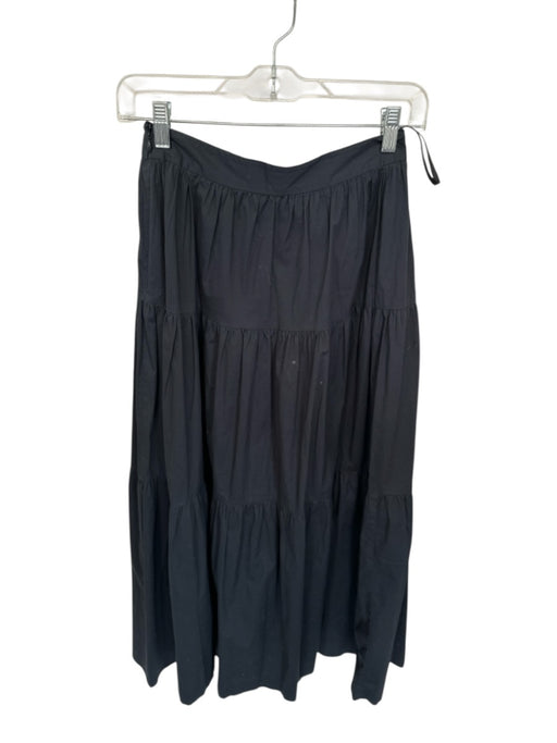 Staud Size Est XS Black Cotton & Spandex Tiered Side Zip Maxi Skirt Black / Est XS