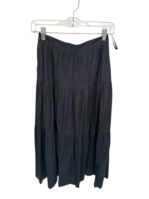 Staud Size Est XS Black Cotton & Spandex Tiered Side Zip Maxi Skirt Black / Est XS