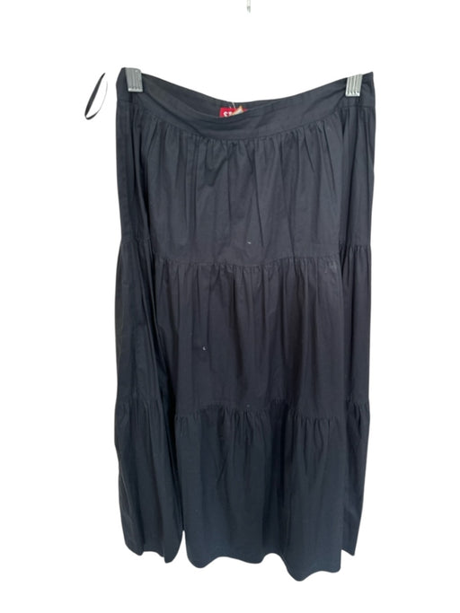 Staud Size Est XS Black Cotton & Spandex Tiered Side Zip Maxi Skirt Black / Est XS