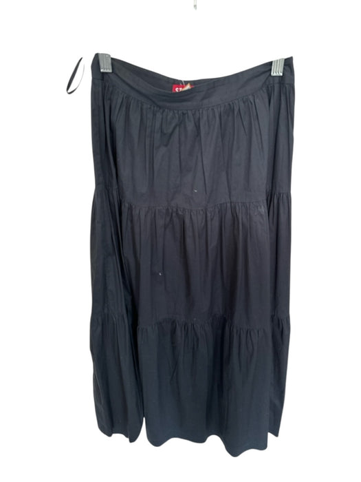 Staud Size Est XS Black Cotton & Spandex Tiered Side Zip Maxi Skirt Black / Est XS