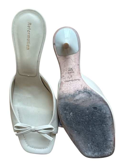 Reformation Shoe Size 8 Light Khaki Vegan Leather Bow detail Kitten Heels Light Khaki / 8