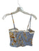 Reformation Size 4 Blue & Yellow Linen Floral Spaghetti Strap Cropped Top Blue & Yellow / 4