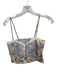 Reformation Size 4 Blue & Yellow Linen Floral Spaghetti Strap Cropped Top Blue & Yellow / 4