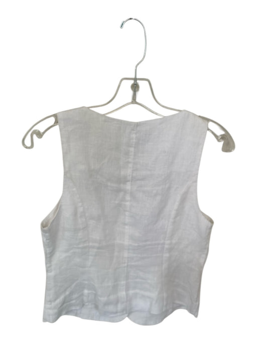 J Crew Size 2 White Linen & Viscose Sleeveless Buttons Pockets Vest Top White / 2