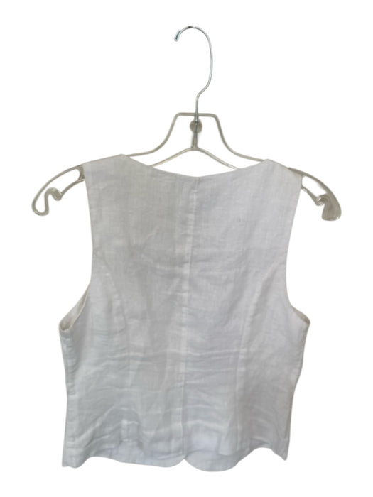 J Crew Size 2 White Linen & Viscose Sleeveless Buttons Pockets Vest Top White / 2