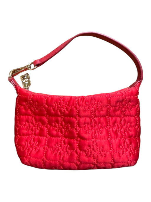 Ganni Red Polyester quilt embossed Top Handle Gold Hardware hand bag Purse Red / XS
