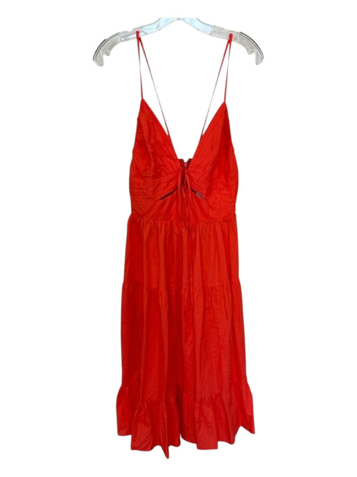 Ulla Johnson Size 6 Orange Cotton Spaghetti Strap Pleated keyhole front Dress Orange / 6