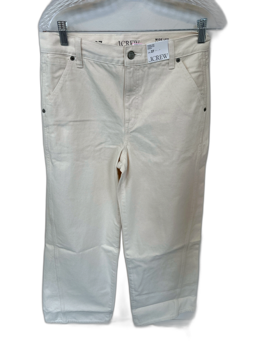 J. Crew Size 27 Cream Cotton Low Rise Wide Leg Jeans Cream / 27