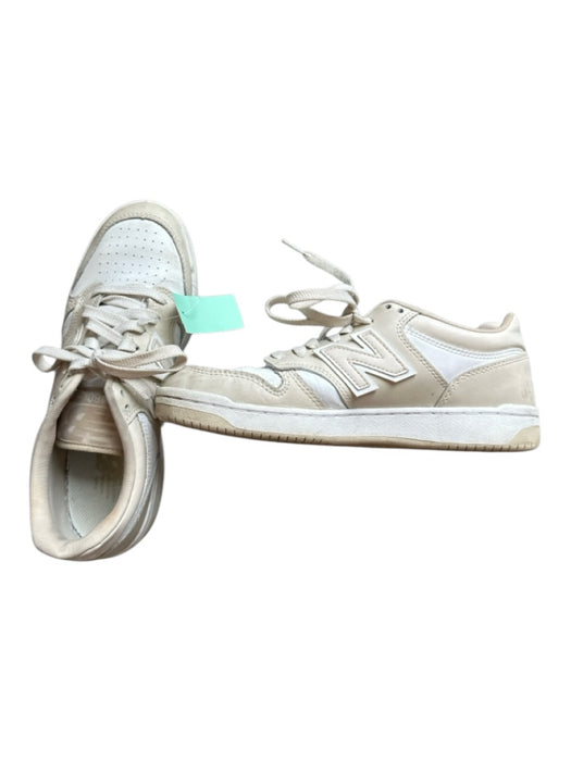 New Balance Shoe Size 7.5 Taupe & White Leather Perforated Athletic Sneakers Taupe & White / 7.5