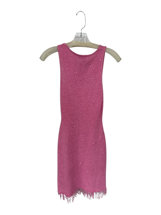 Asta Resort Size M Pink Polyester & Cotton Knit Sleeveless Sequins Fringe Dress Pink / M