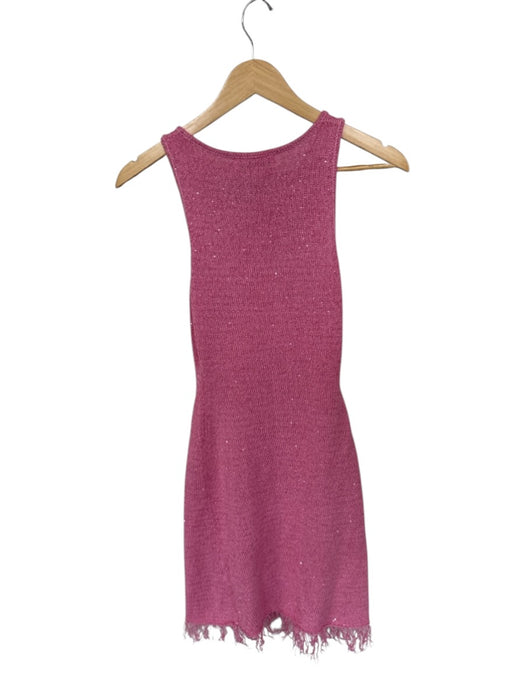 Asta Resort Size M Pink Polyester & Cotton Knit Sleeveless Sequins Fringe Dress Pink / M