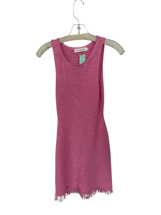 Asta Resort Size M Pink Polyester & Cotton Knit Sleeveless Sequins Fringe Dress Pink / M