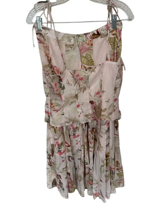H&M Size M Blush & Green Viscose Blend Tie Straps Botanical Maxi Skirt Set Blush & Green / M