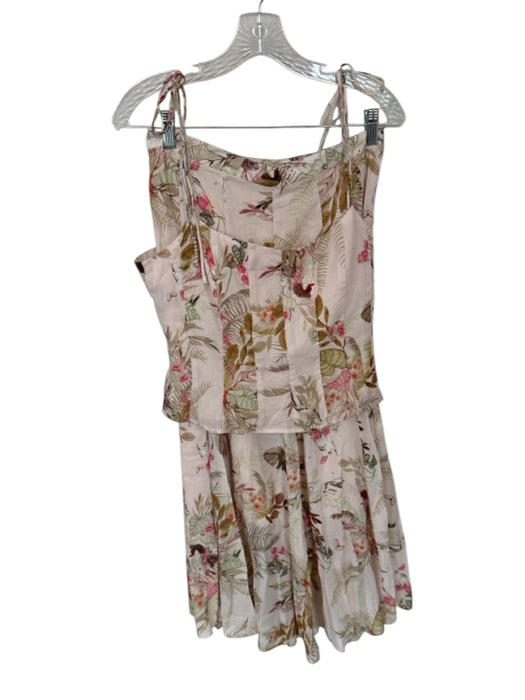 H&M Size M Blush & Green Viscose Blend Tie Straps Botanical Maxi Skirt Set Blush & Green / M