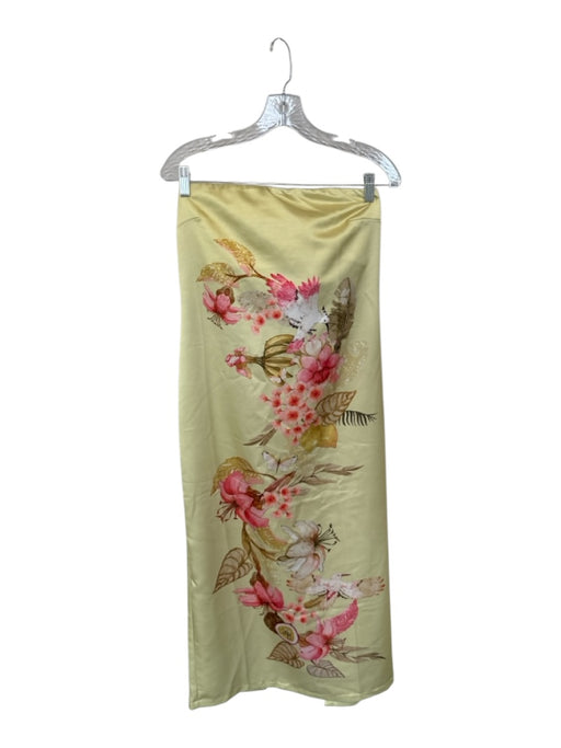 H&M Size M Yellow & red Polyester Strapless Built in Bra Flowers Back Slit Gown Yellow & red / M