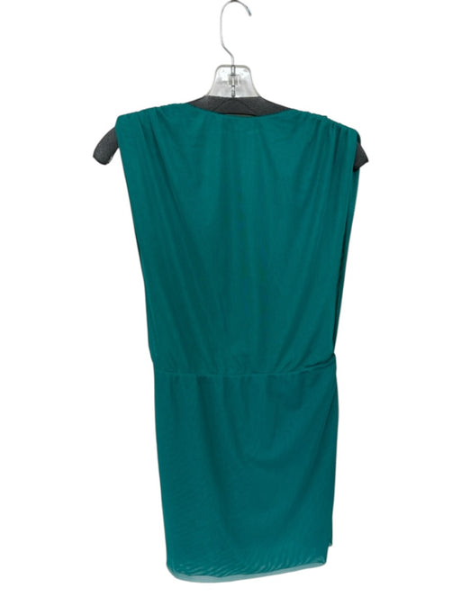 Vix Paula Hermanny Size M Teal Mesh Sleeveless Frog Front knot Deep V Dress Teal / M
