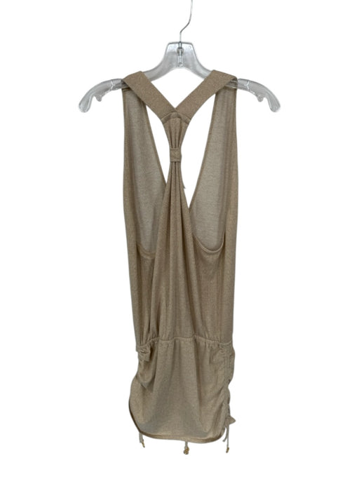 Luli fama Size M Tan & Gold Polyamid Sleeveless Metallic Drawstring Sides Dress Tan & Gold / M