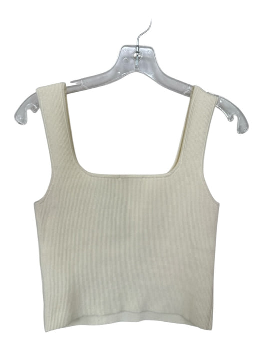 Reformation Size M Cream Organic Cotton Sleeveless Ribbed Cropped Top Cream / M