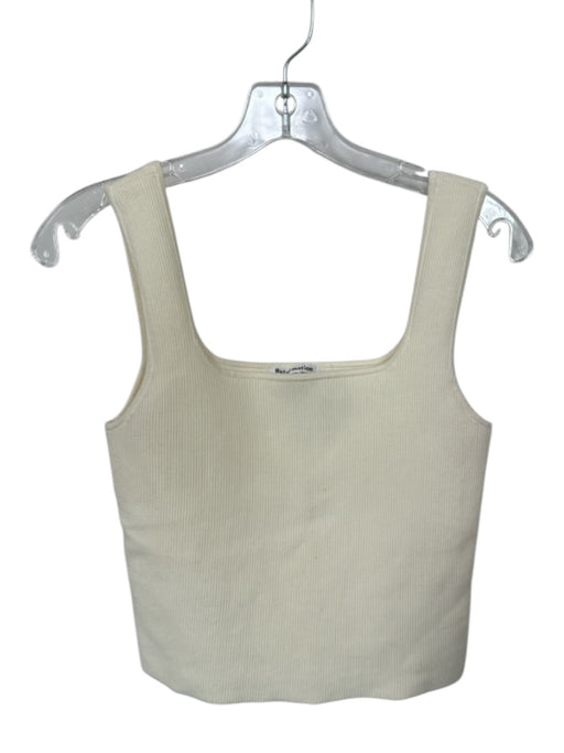 Reformation Size M Cream Organic Cotton Sleeveless Ribbed Cropped Top Cream / M