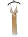 Ramy Brook Size 4 Yellow & White Polyester Spaghetti Strap Acordian Pleated Gown Yellow & White / 4