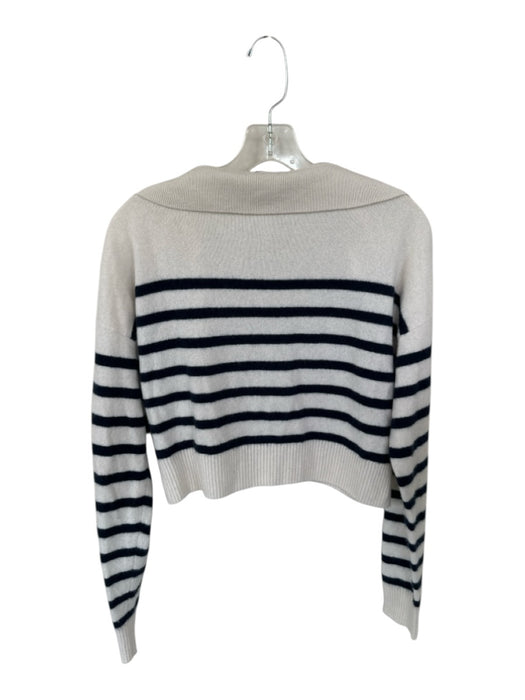 Reformation Size M Cream & Navy Cashmere Long Sleeve Striped Collar Sweater Cream & Navy / M