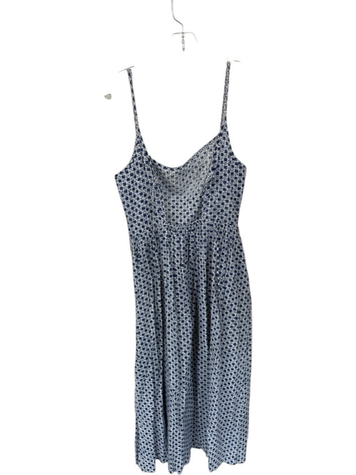 Ciao Lucia Size M White & Navy Linen Spaghetti Strap Squares Maxi Dress White & Navy / M