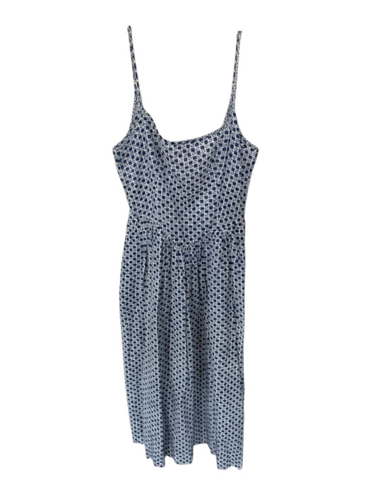 Ciao Lucia Size M White & Navy Linen Spaghetti Strap Squares Maxi Dress White & Navy / M