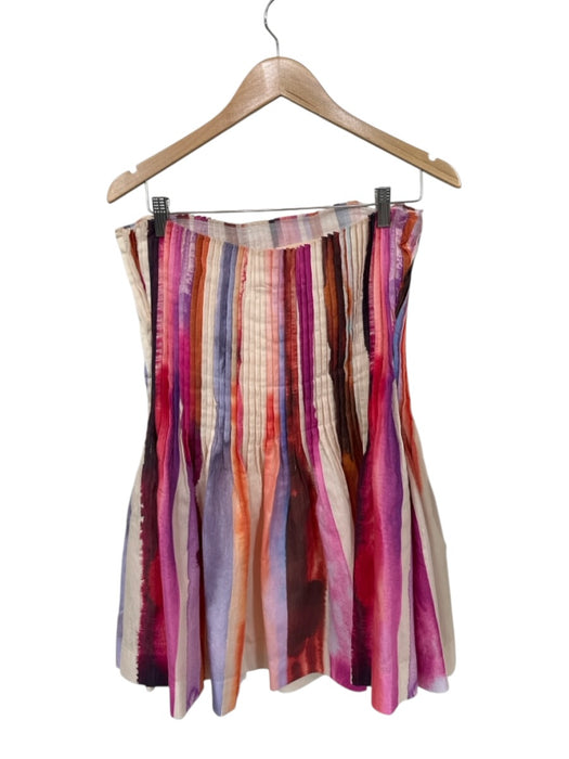 AMUR Size 6 purple & orange Lycocell & Cotton Strapless Acordian Pleated Dress purple & orange / 6