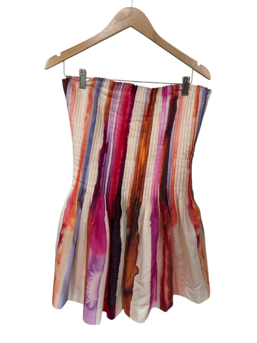 AMUR Size 6 purple & orange Lycocell & Cotton Strapless Acordian Pleated Dress purple & orange / 6
