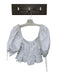 For Love & Lemons Size M White Cotton 3/4 Balloon Sleeve Lace Trim Peplum Top White / M