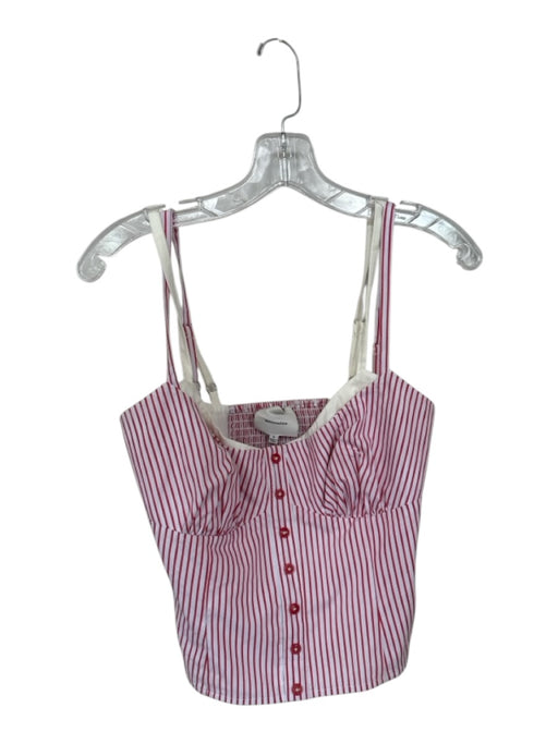 Reformation Size 6 Red & White Organic Cotton Blend Spaghetti Strap Striped Top Red & White / 6