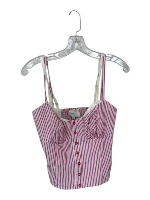 Reformation Size 6 Red & White Organic Cotton Blend Spaghetti Strap Striped Top Red & White / 6
